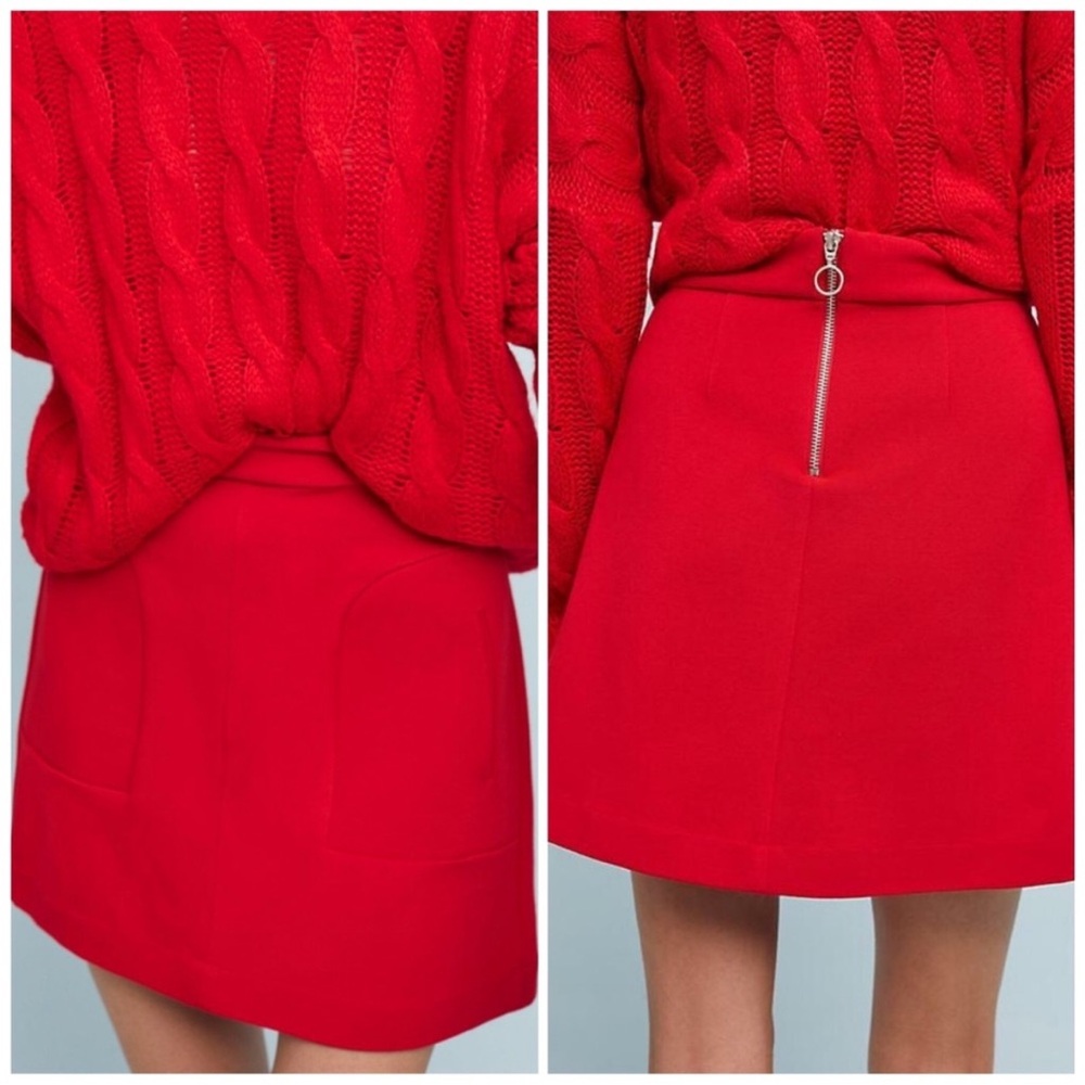 Anthropologie Maeve Red Miniskirt